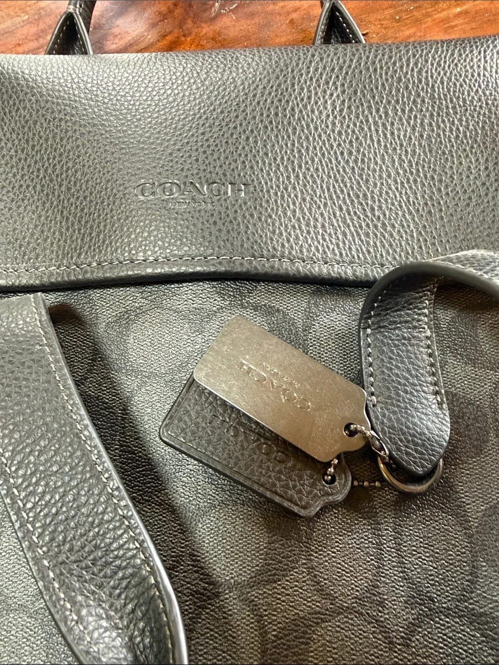 Coach Gray and Black Signature Briefcase